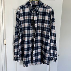 NWT blue and white mens XL flannel button down